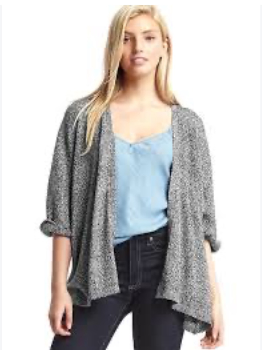 Loft Black & White Marled Knit Cardigan